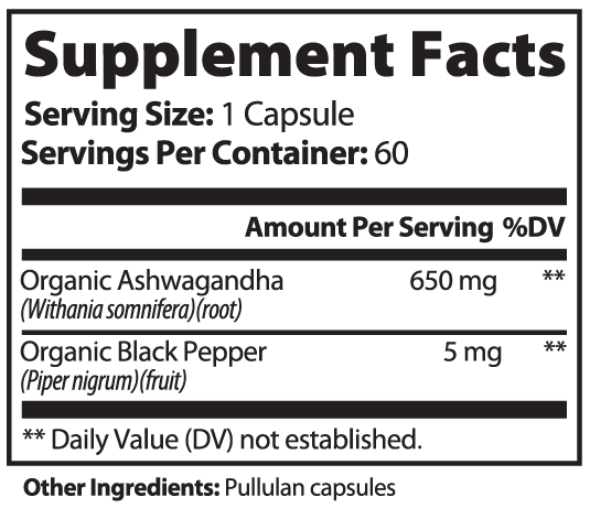 CLC Ashwagandha Supplement Facts