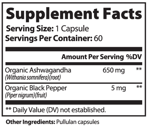 CLC Ashwagandha Supplement Facts