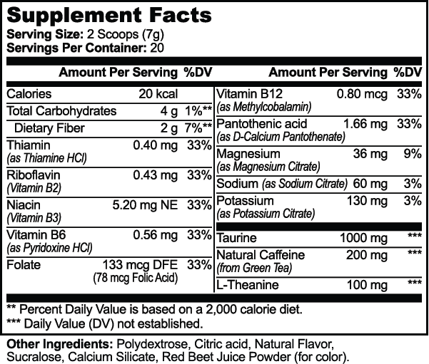 CLC Energy Powder (Strawberry Shortcake) Supplement Facts