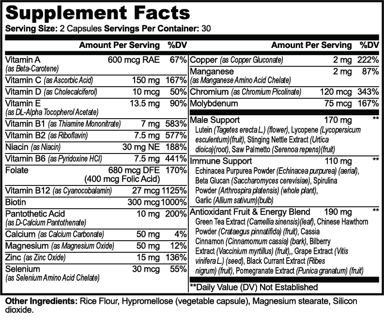 CLC Complete Multivitamin Supplement Facts