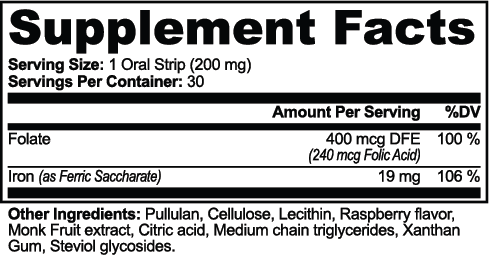 CLC Iron Strips Supplement Facts