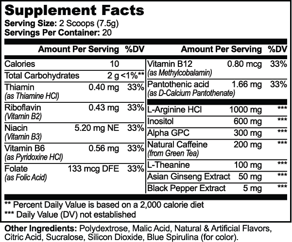 CLC Focus Powder (Sour Gummi Worm) Supplement Facts